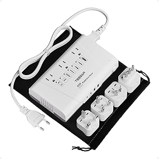 TESSAN 変圧器 600W 海外旅行用 純正弦波 220Vから100V 変圧器付き変換プラグ BF/O/L/B3/Cタイプ 1.2M延長コード付 PD35W QC30W急速充電 イギリス オーストラリア 韓国 ヨーロッパ イタリア インド対応