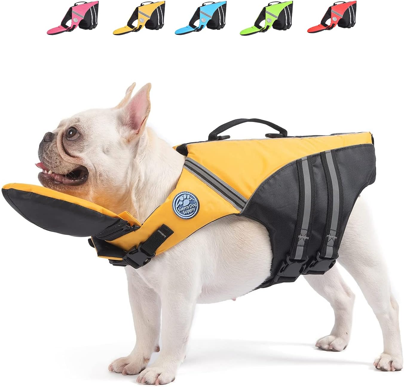 Mklhgty French Bulldog Life Jacket with Floating Plate and Reflective Stripes