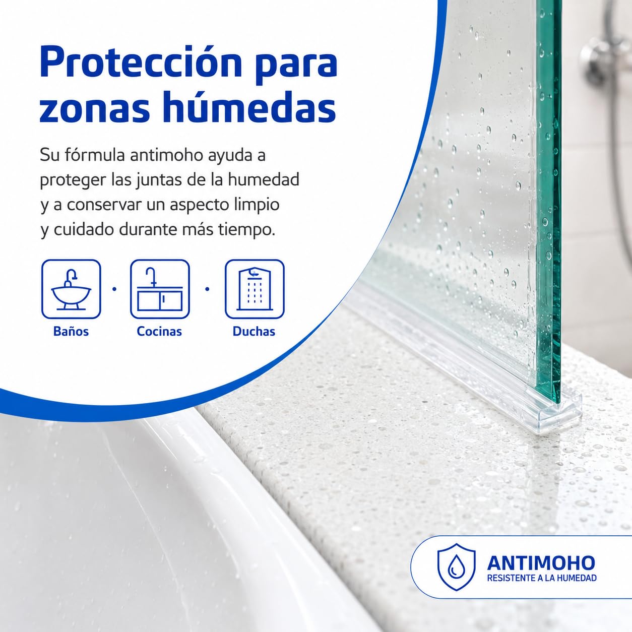 Silicona antimoho transparente 125 ml, pack de 12, baño y cocina