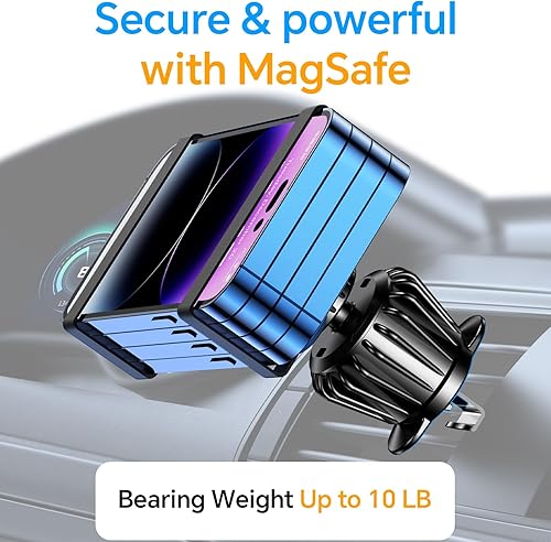 Miniatura 9 de Soporte de coche Magsafe con 20 imanes fuertes: soporte magnético para teléfono con ventilación de aire de automóvil【360°】 para iPhone soporte