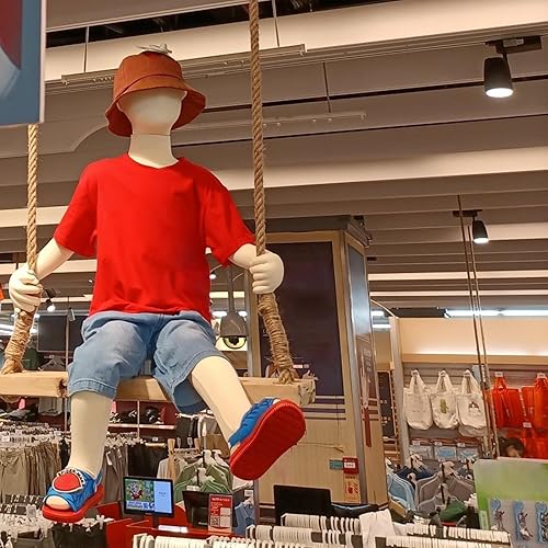 Miniatura 6 de Maniquí sentado para niños de 1 a 9 años de edad, maniquí unisex con brazos y piernas suaves para escaparate o instalación navideña, forma de giro