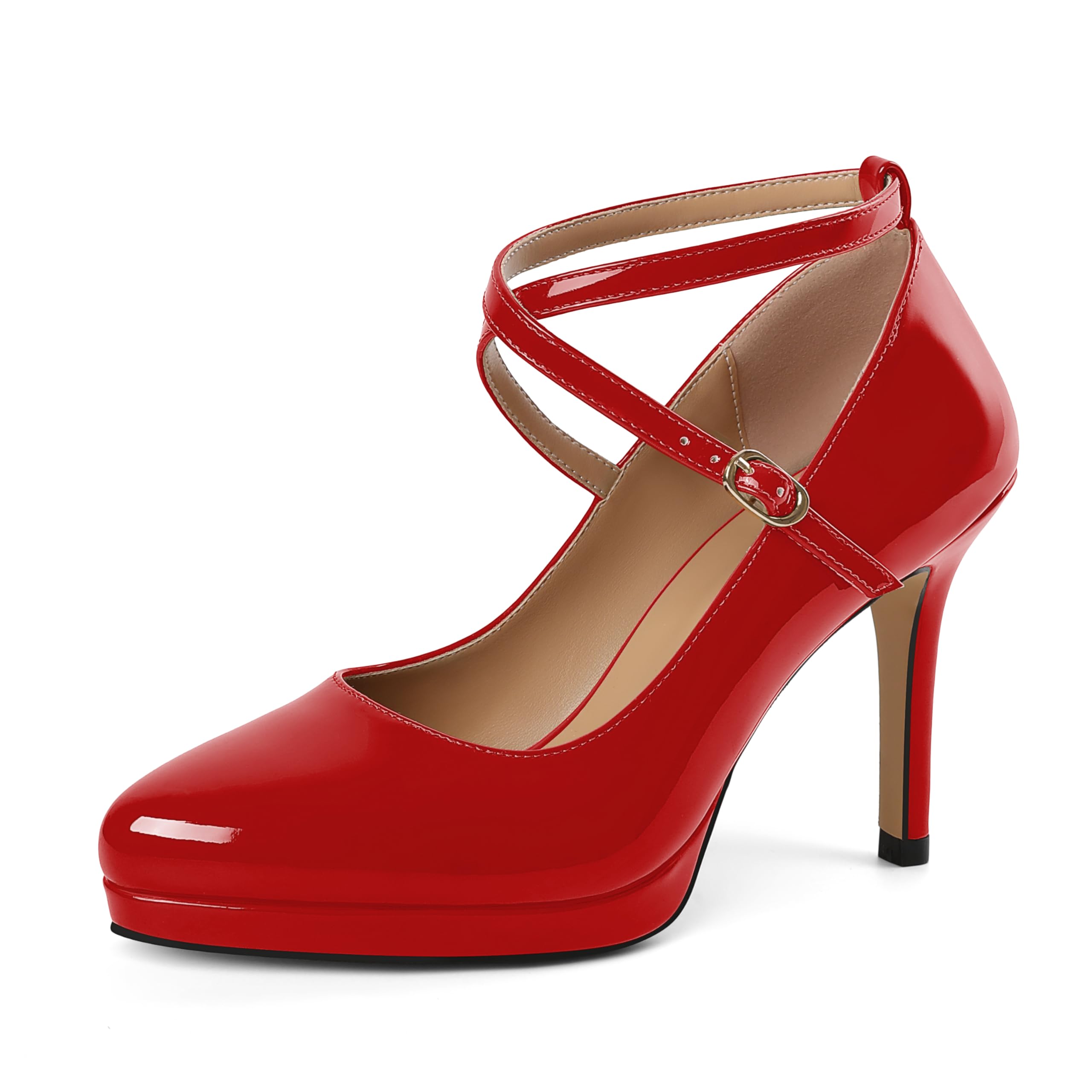 EDEFS Mary Jane Schuhe Damen Pumps mit Riemchen Hohe Schuhe EU35-45