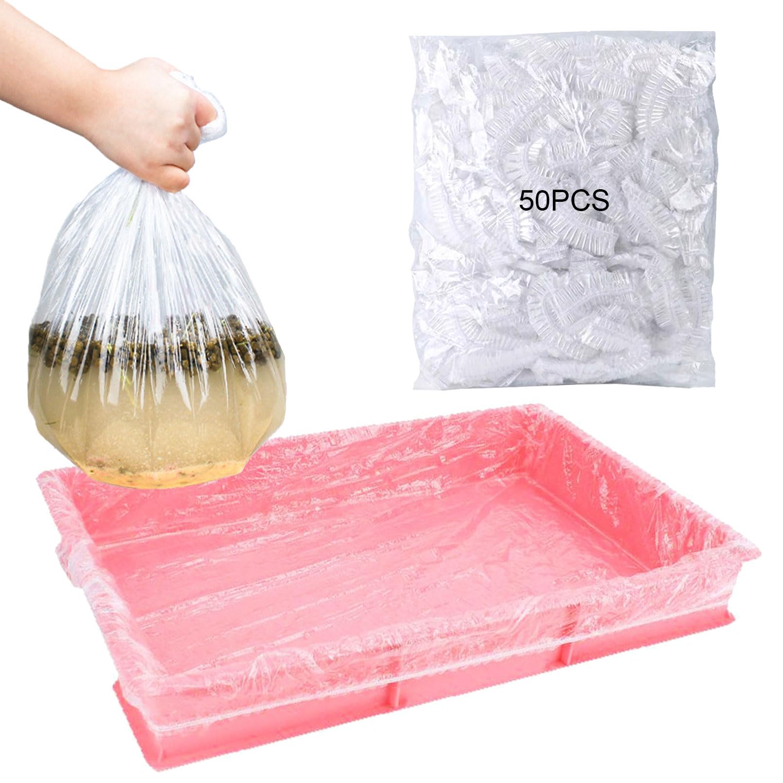 Disposable Small Animal Cage Liners, Rabbit Litter Box Lines Pet Tray Liner Bags Guinea Pig Cage Toilet Plastic Film for Bird Hamster Chinchilla Hedgehog (50 PCS, 30'')