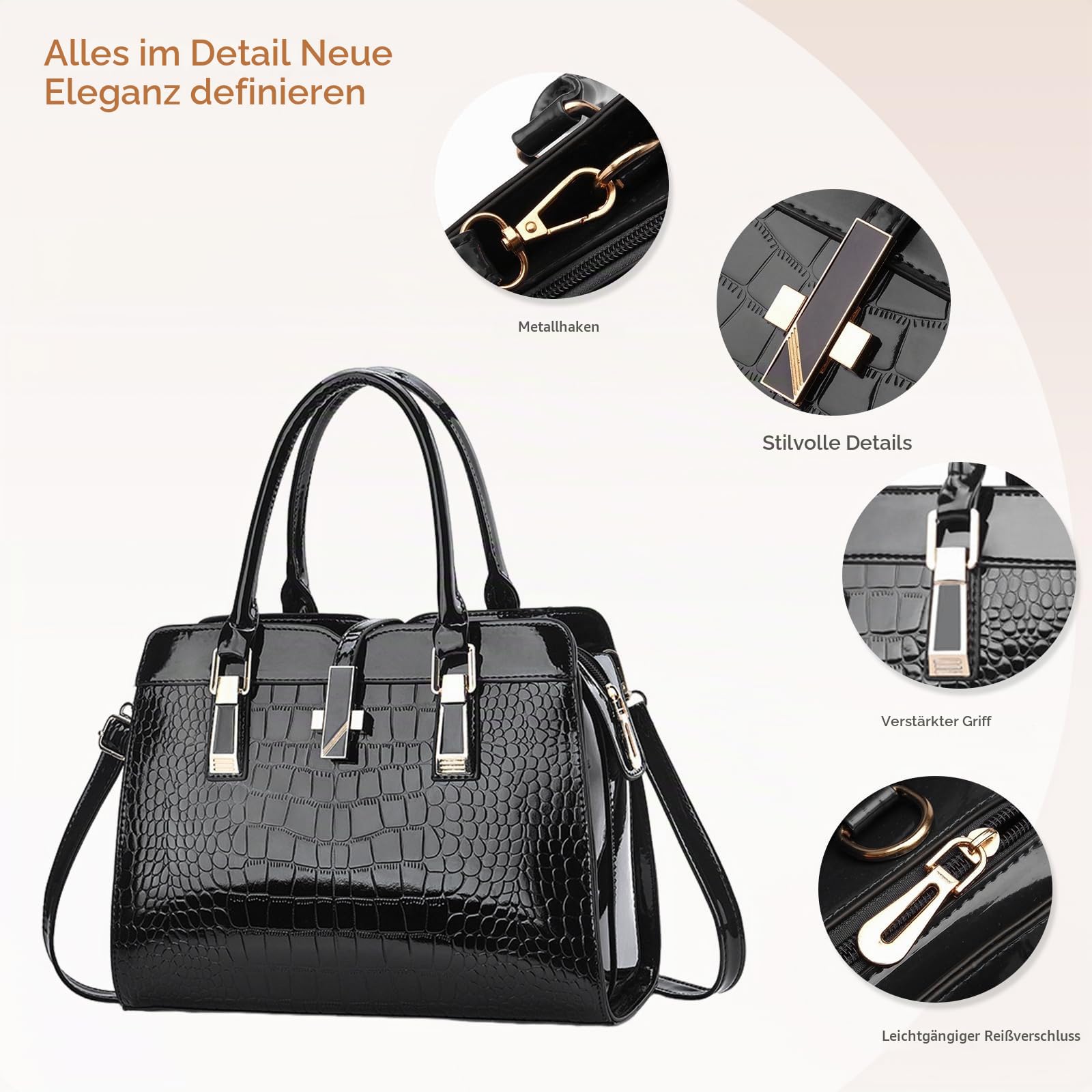 Nicole&Doris Damen Handtaschen Neue Umhängetasche Lackleder Shell Schultertasche Henkeltaschen Tasche für Frauen Navy blau