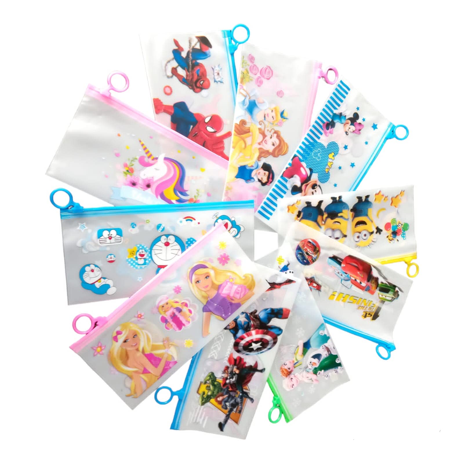 Gifting Square Plastic Cartoon Stationery Zip Pouch for Pen Pencil and Multi Utility Best for Return Gifts (Design 11 Mix, Pack of 12),Multicolor-image-30
