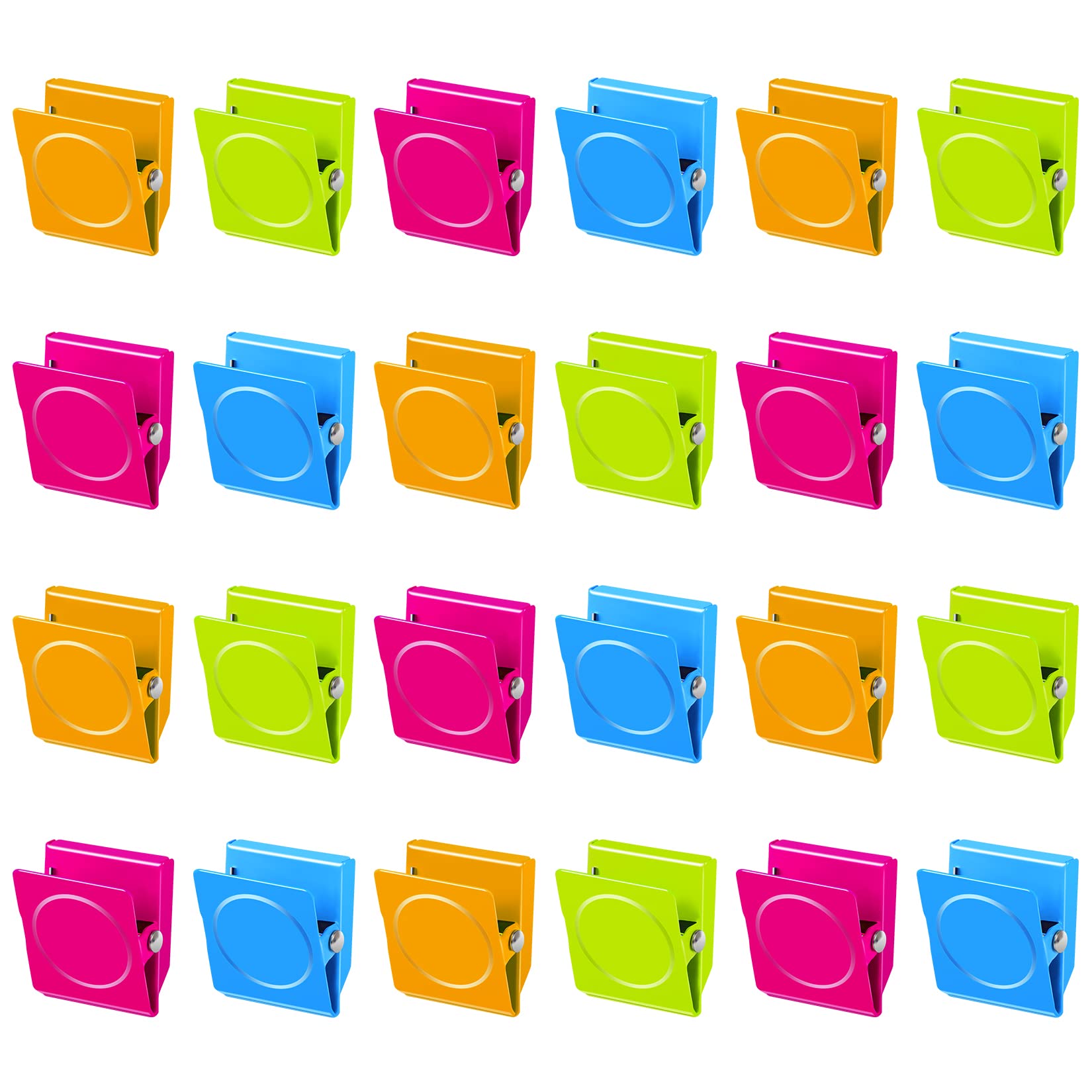 Grtard 24 Pack Magnetic Clips Heavy Duty, Colorful Strong Fridge Magnet Clips Heavy Duty, Metal Magnet Clips for Fridge, clip Magnets, Magnetic Clips
