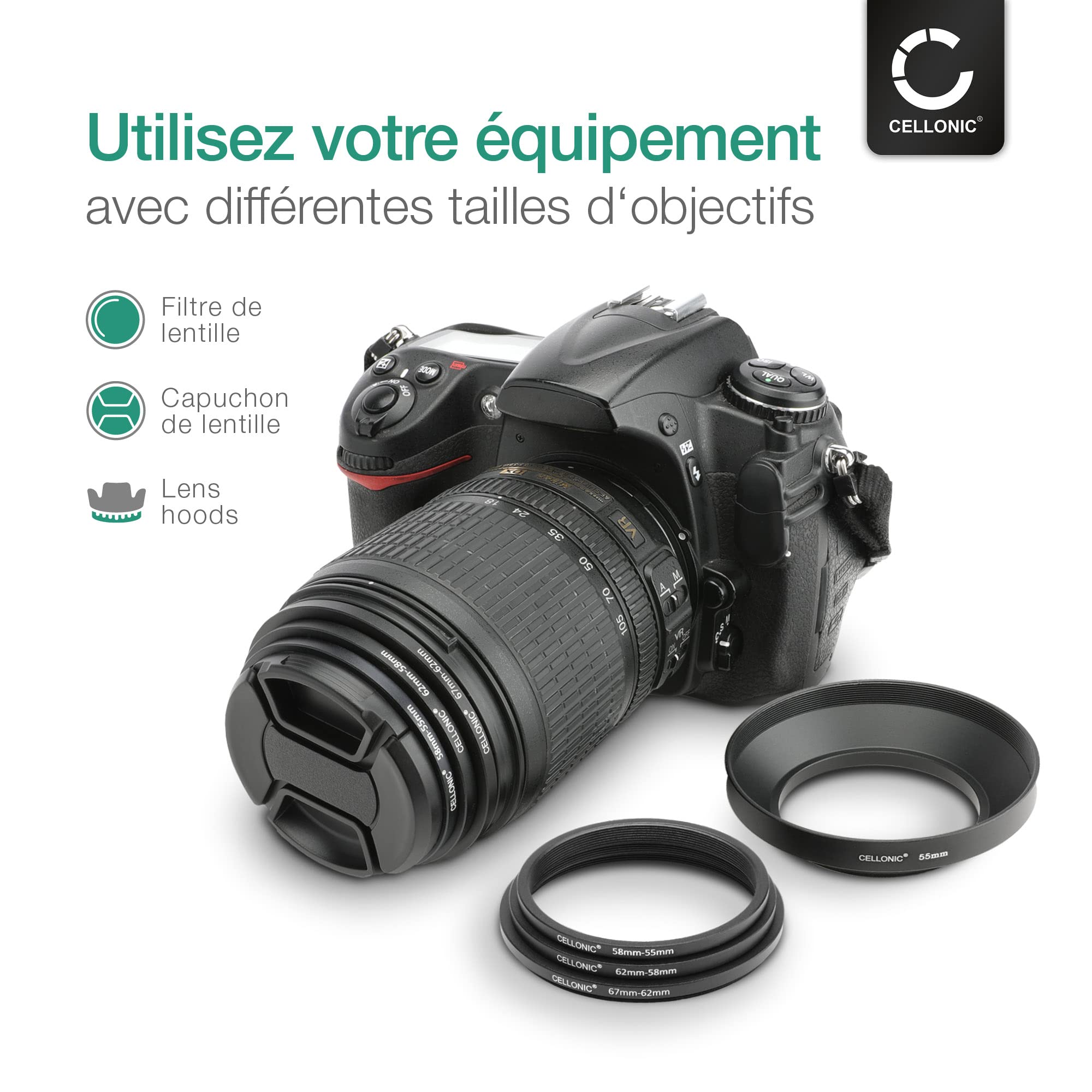 CELLONIC 8 Step Down Ring Adaptateur De Filtre Set Compatible Avec