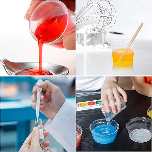 Miniatura 6 de Coopay 50 vasos graduados de medición de plástico que contienen 3.4 fl oz3.4 onzas, 1.7 fl oz1.7 oz y 1.0 fl oz1 oz, con escala transparente epoxi