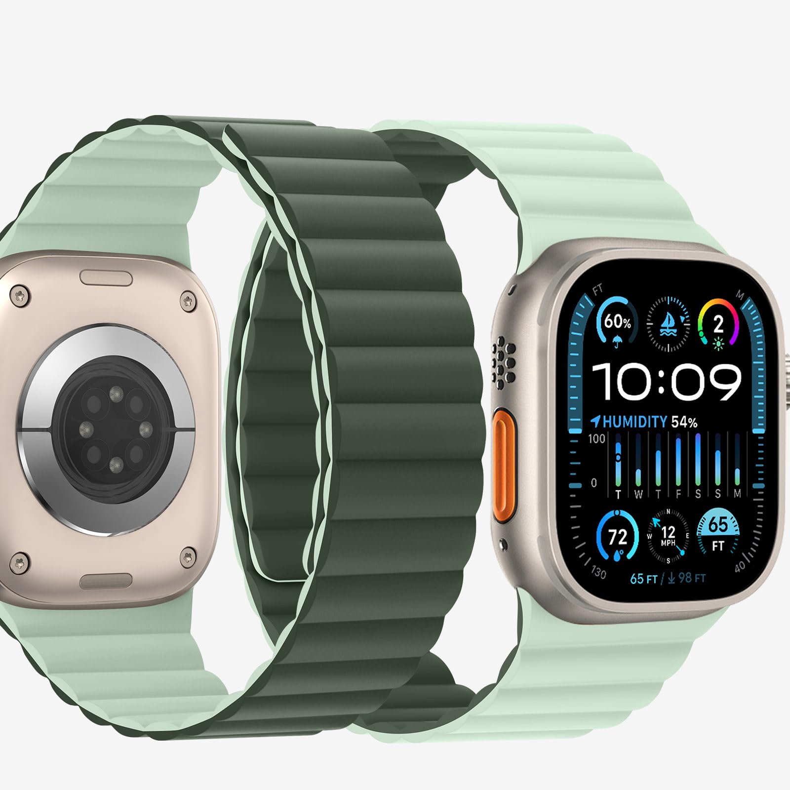 Bisikor Compatible with Apple Watch Strap 49/46/45/44/42/41/40/38mm Double Sided Wearable Silicone Magnetic Strap for iWatch Ultra SE Series 10 9 8 7 6 5 4 3 (42/44/45/46/49 - Image 2