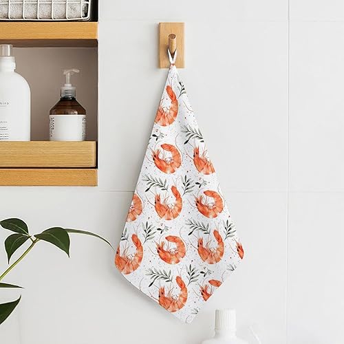 Miniatura 6 de Decorative Hand Towels for Bathroom - Shrimp Leaves Retro Print Soft Absorbent Small Bath Hand Towels for Kitchen, Farmhouse, Spa, Hotel, Guest Tea