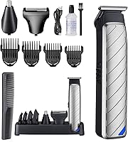 Omicarri 8-in-1 Cordless Hair & Beard Trimmer for Men - Stainless Steel Blades, Nose/Body Groomer, 120Min Battery & Storage Base