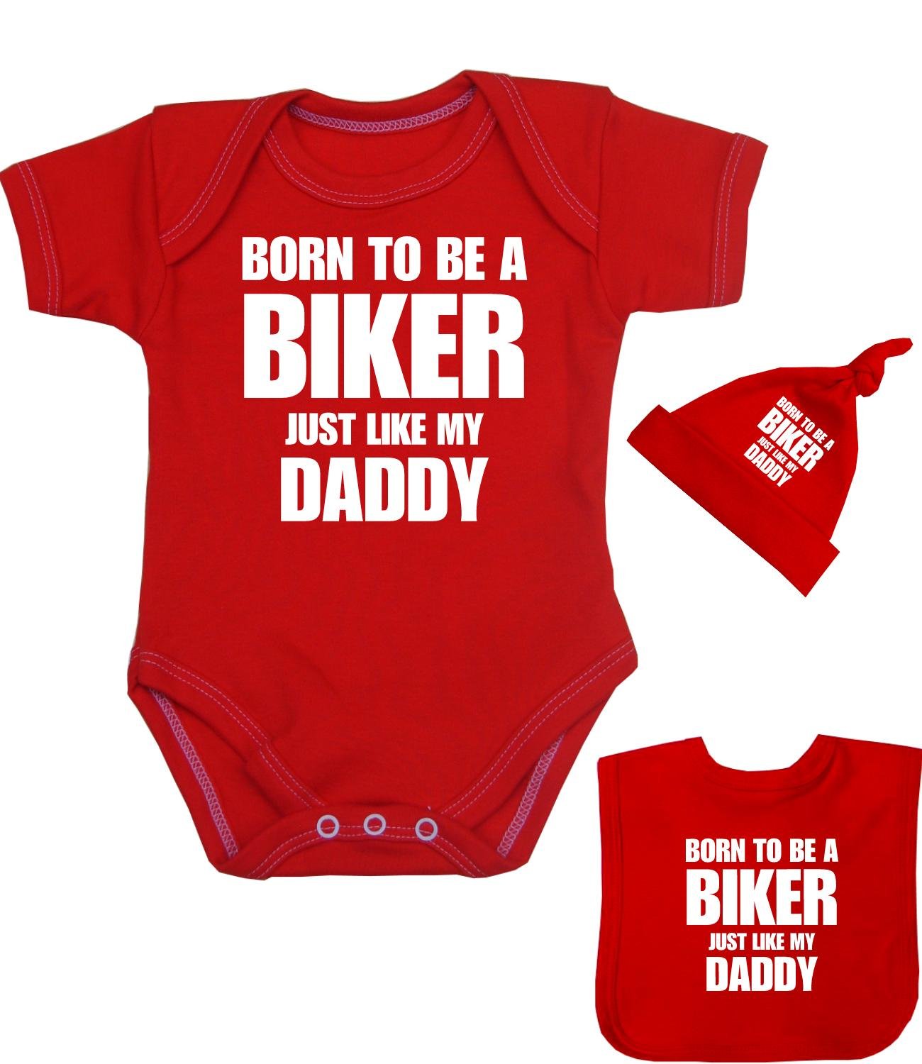 BabyPrem Baby Born to be a Biker Like Daddy Clothes Set RED NEWBORN