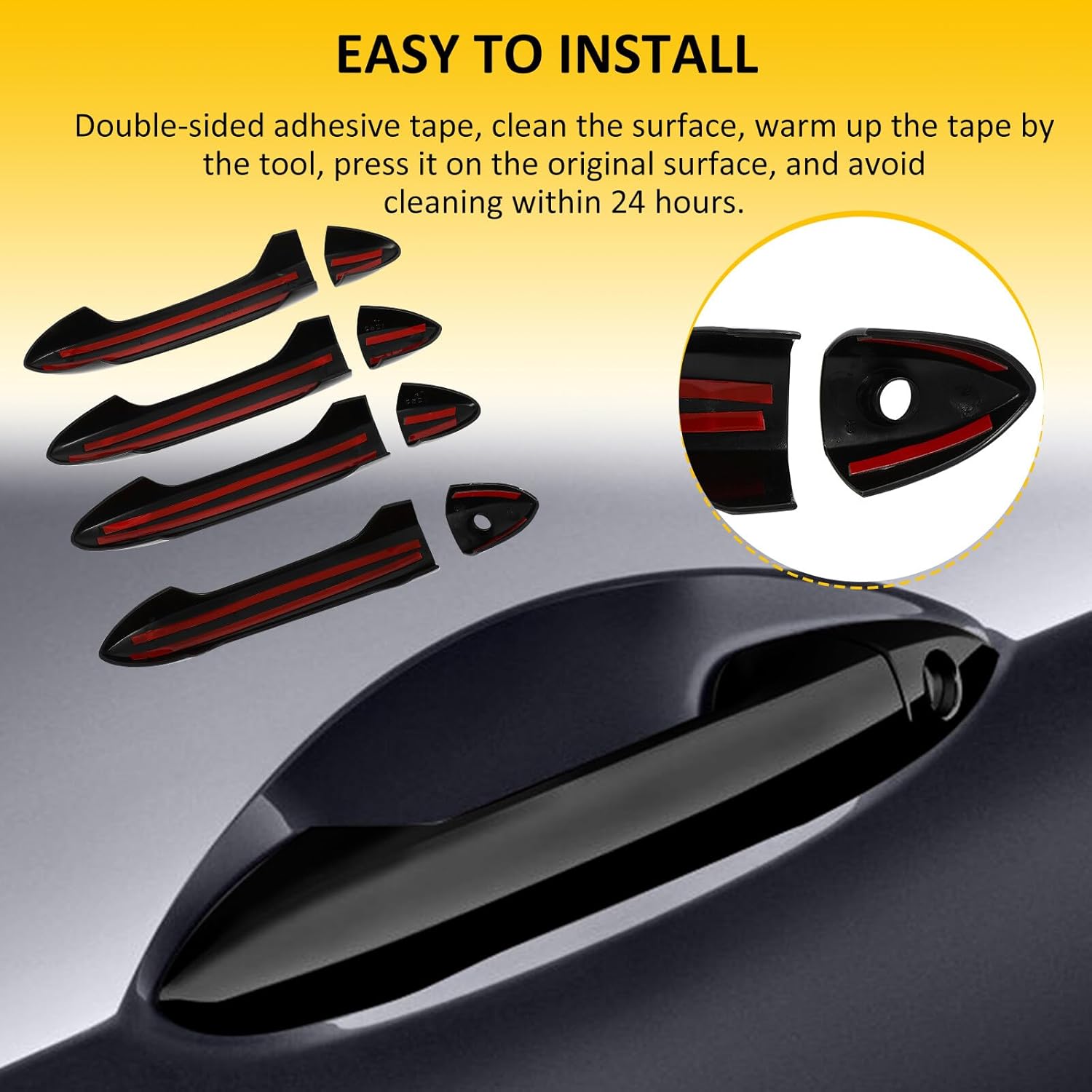 OCPTY 4PCS Door Handle Covers for 2013-2017 for Honda Accord Exterior Driver Side & Passenger Side Car Door Handle Covers Trim Kit Black