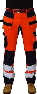 HASHOOB Mens Hi Viz Work Trousers Work Joggers Army Trousers JR-01
