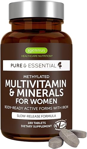Igennus Multivitamínico metilado de alta potencia para mujeres, ingredientes puros y limpios, suplemento MTHFR con vitaminas B activas, vitamina K2