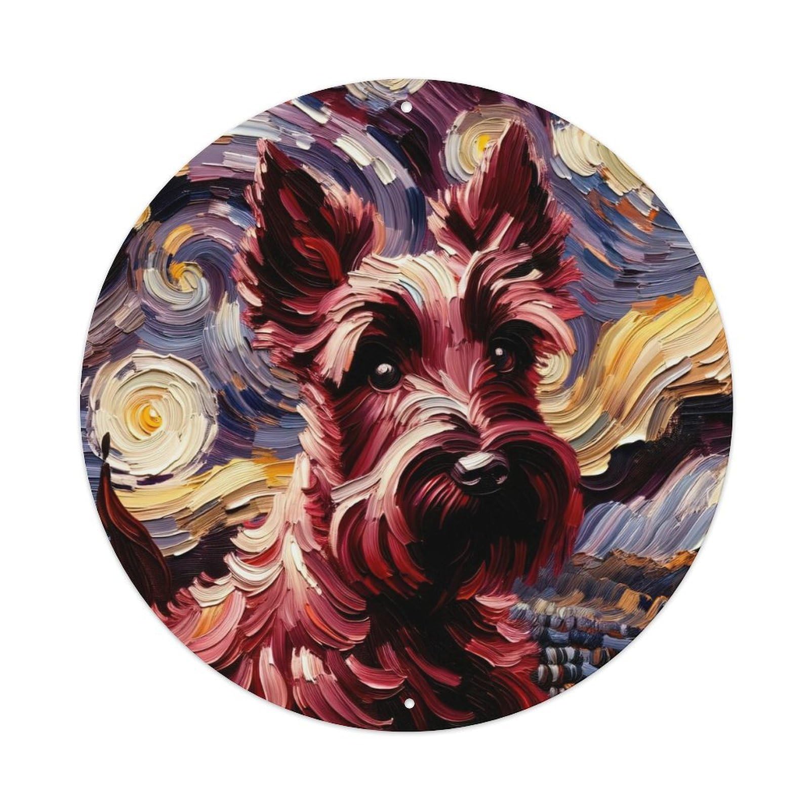 Animal Art Oil Painting Style Schnauzer Metal Tin Sign