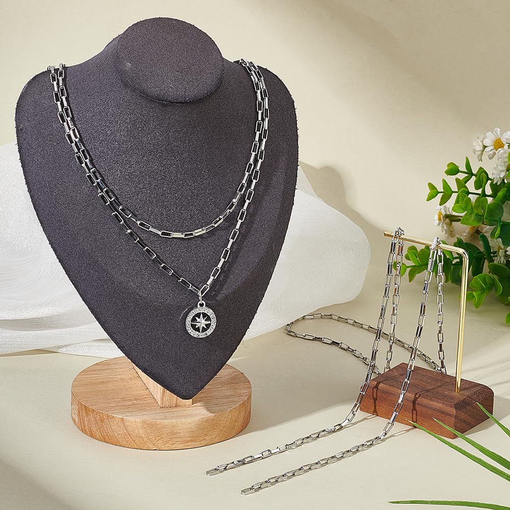 AYVRUOP Chaine,chaine Acier Inoxydable,fabrication Bijoux,chaine Collier,5 Mètres De Chaîne/20 Mousquetons/50 Anneaux Pour Colliers Et Bijoux