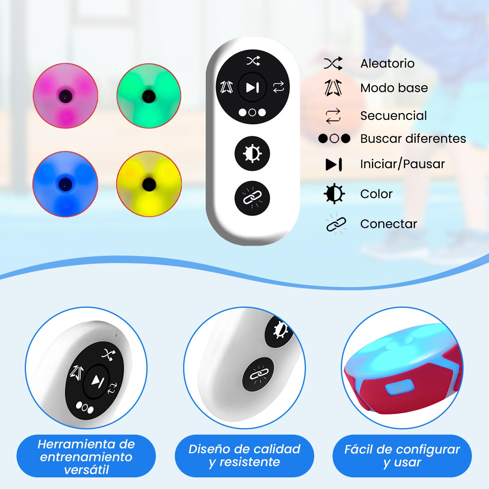 4X Lampes D'entraînement de Réaction avec 4 Lumières D'agilité Sportives Multifonctionnelles pour La Course, Le Football, Le Fitness, Le Saut,