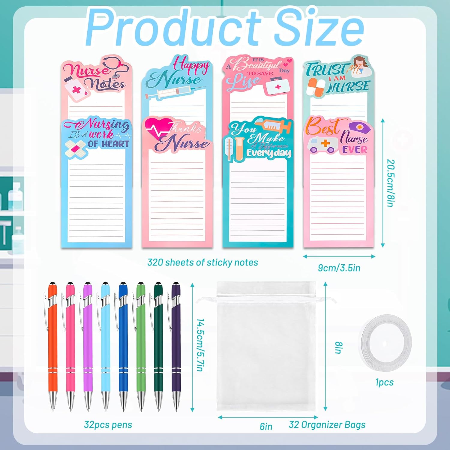 32 Set Nurses Week Gifts Bulk 2025, Nurse Notepad with Ballpoint Pen 2-in-1 Stylus Retractable Nurse Appreciation Gifts Nursing Student Essentials School Office CNA Nurse Gift Accessories for Work