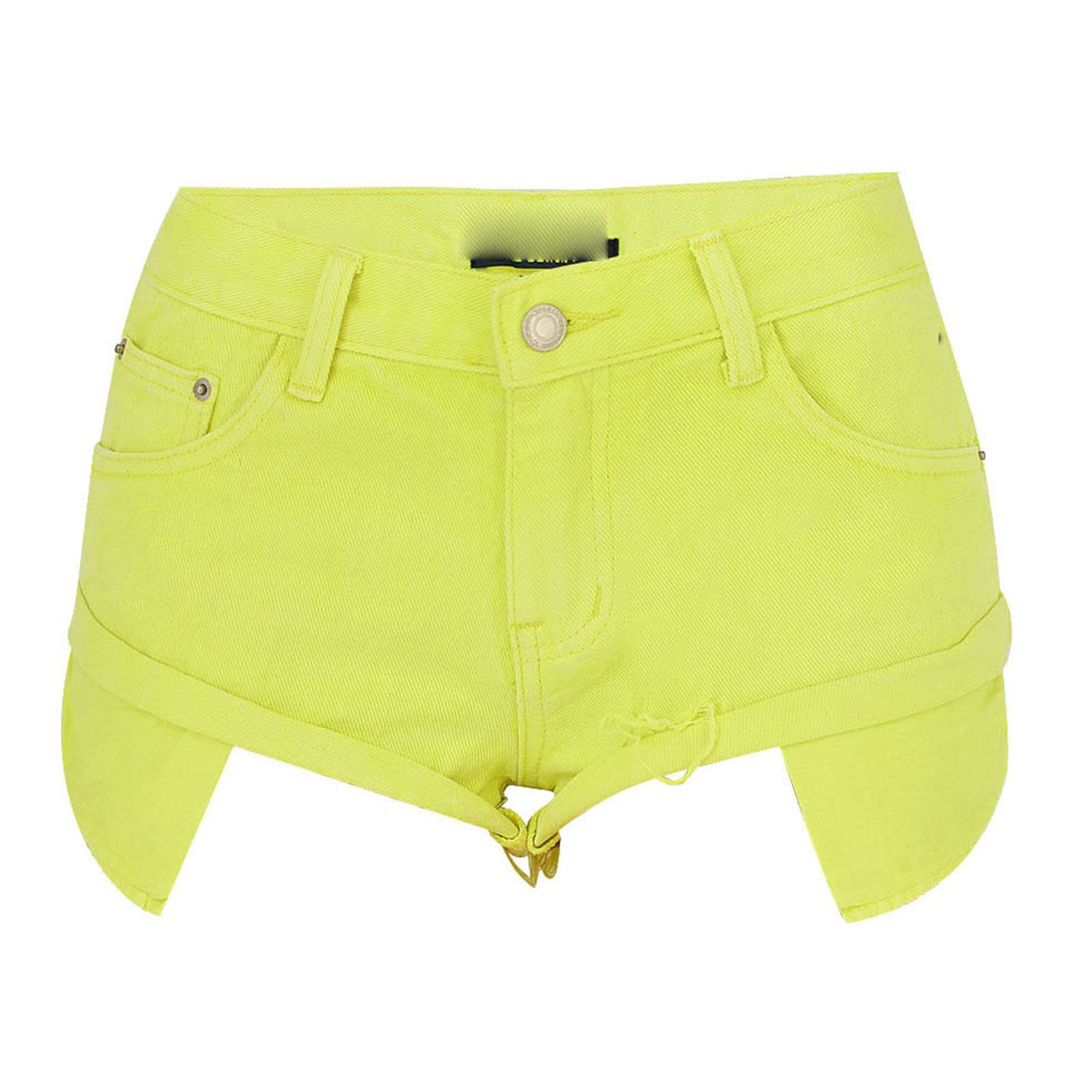 Women's Low Waist Sexy Denim Jeans Short Hot Pants for Nightclubs Bars and Beaches Folded Hem Denim Shorts (Medium,Yellow)
