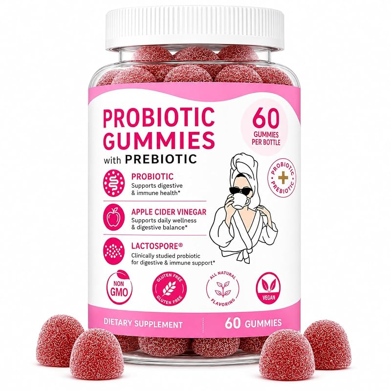 Balancing Act - Suplemento prebiótico e probiótico para mulheres com DE111®, LactoSpore®, vinagre de maçã, vitaminas B6 e E, 60 gomas