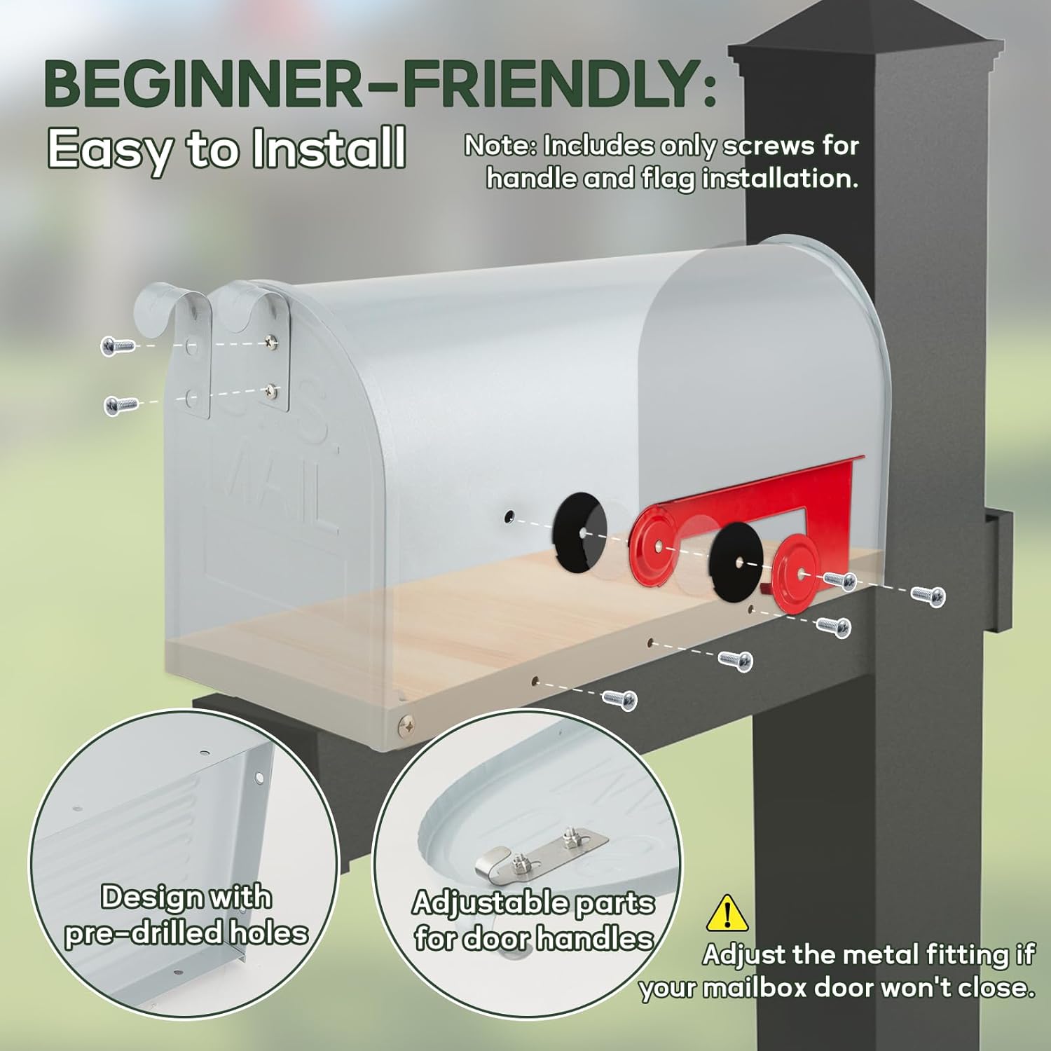 Metal Mailboxes for Outside Post Mount, RAINHOL Residential Mailbox, Galvanized Steel Heavy Duty Outdoor Mail Box, Standard Compacity, 20 x 8.7 x 6.7 inches, Gray