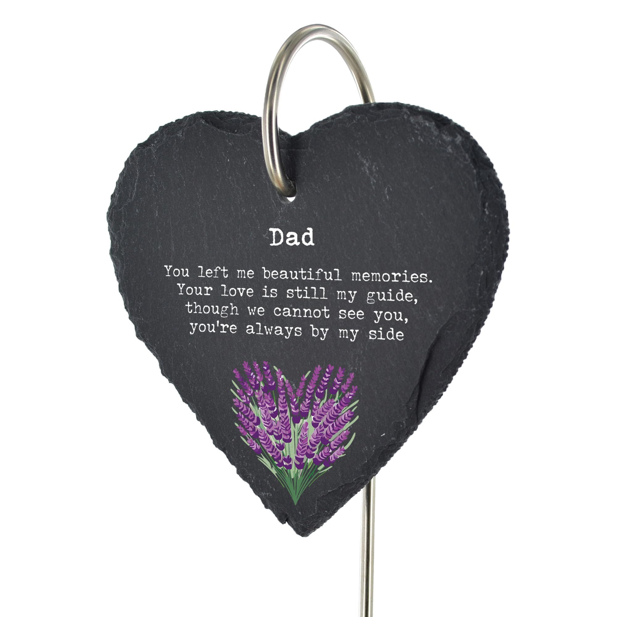 Dad — Lavender Floral Memorial Plaque — Goodbye is not forever. Goodbye is not the end. It simply means I’ll miss you, until we meet again. — Outdoor Ground Stake — Slate Circle — Fathers Day