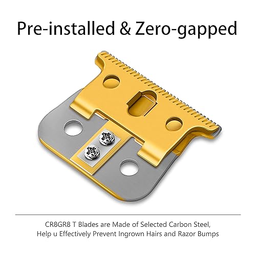 Miniatura 2 de Paquete de 2 cuchillas de contorno T para recortadora Andis T Outliner, cuchilla de repuesto GTX con cepillo, juego de cuchillas en T de acero con 4