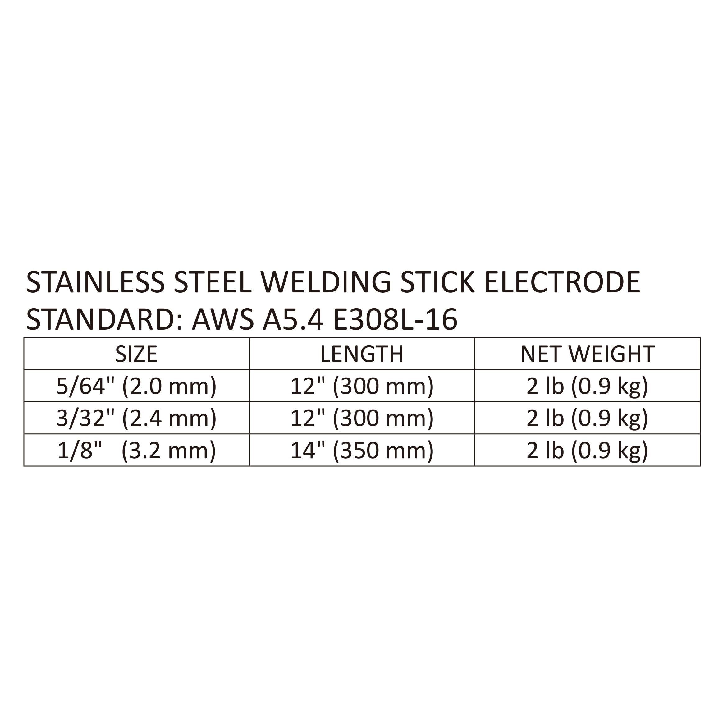 E308L-16 - Electrodos de acero inoxidable para soldadura por arco (3/32 pulgadas, 2 libras)