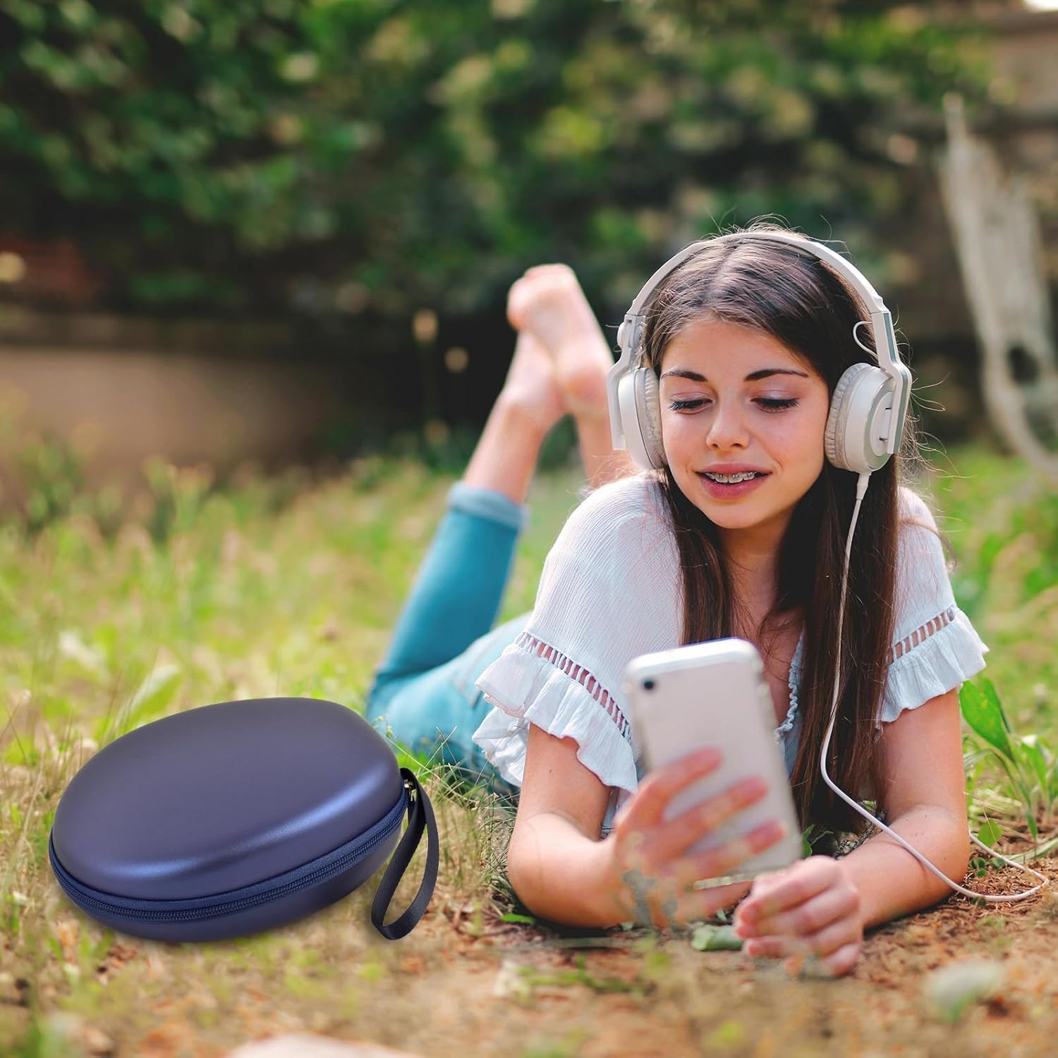 COMECASE Hard Shell Headphone Case for JBL Tune 510BT/520BT/720BT/ for Sony WH-CH520/ for Beats Solo 4 Wireless Bluetooth Headphones, Protective Travel Carrying Box with Mesh Pocket (Blue) - Image 8