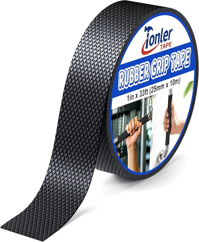 Cinta de agarre de goma antideslizante negra ultrafina, adhesivo fuerte de 1" x 33 pies | Almohadilla antideslizante texturizada ultrafina para mangos, resistente al agua, resistente al calor, adhesión firme, fácil de cortar y aplicar