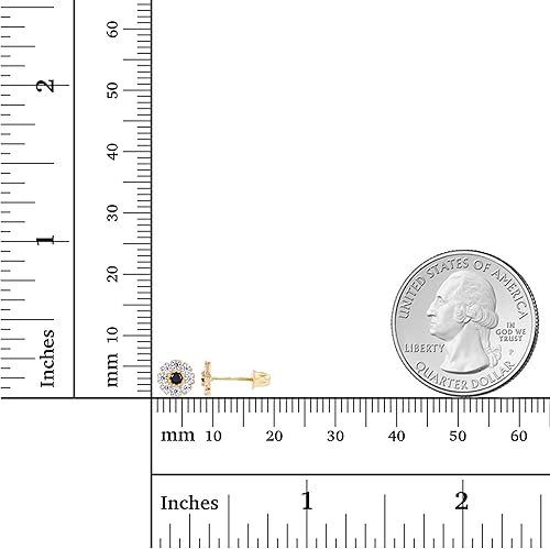Miniatura 4 de Aretes de oro macizo de 14 quilates con piedra natal natural de 0.236 in para mujer, piedra natal de 0.079 pulgadas, redondos, pavimentados, creados