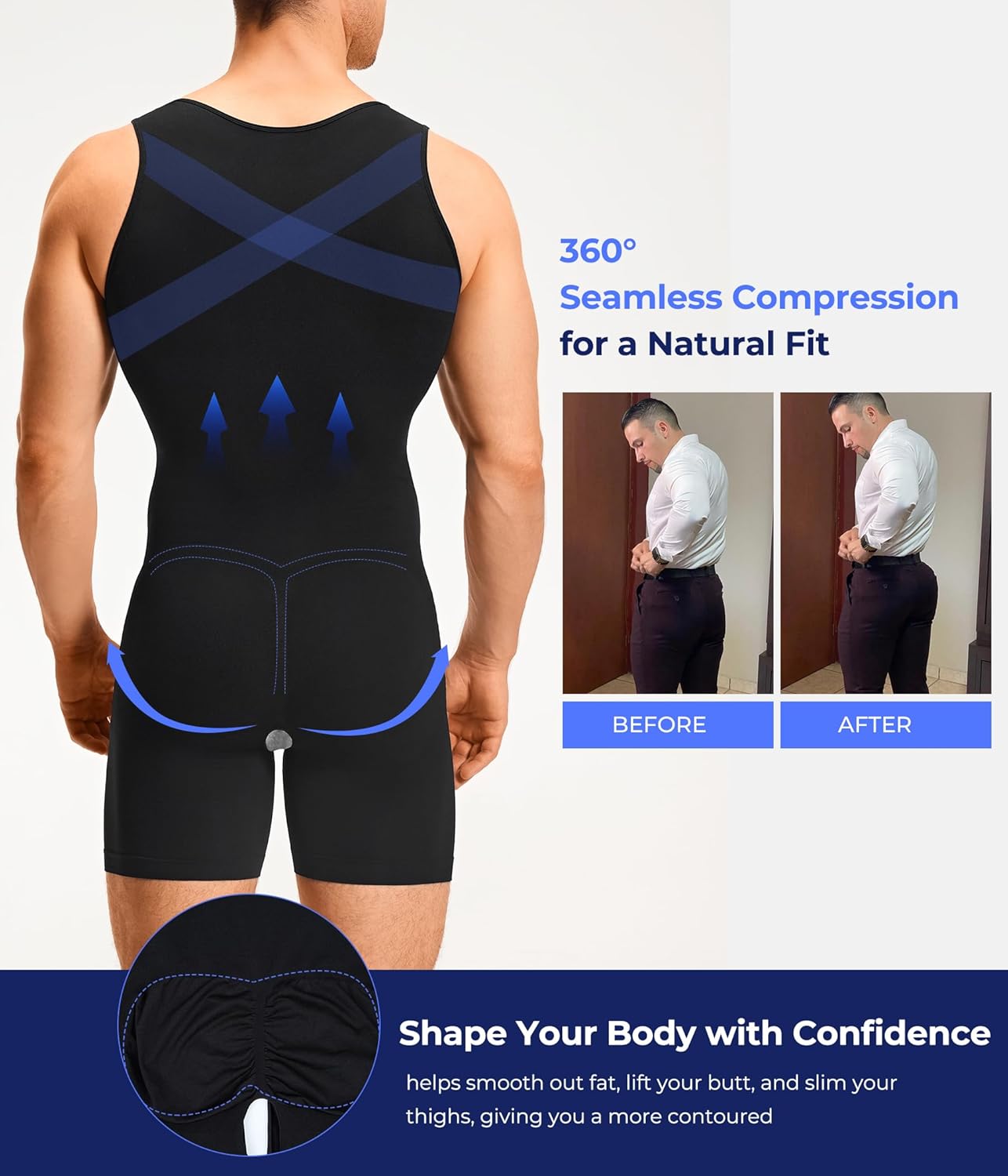 TAILONG Mens Shapewear Tummy Control Bodysuit Sleeveless Compression Shirts Slimming Body Shaper Fajas Para Hombres - Image 4