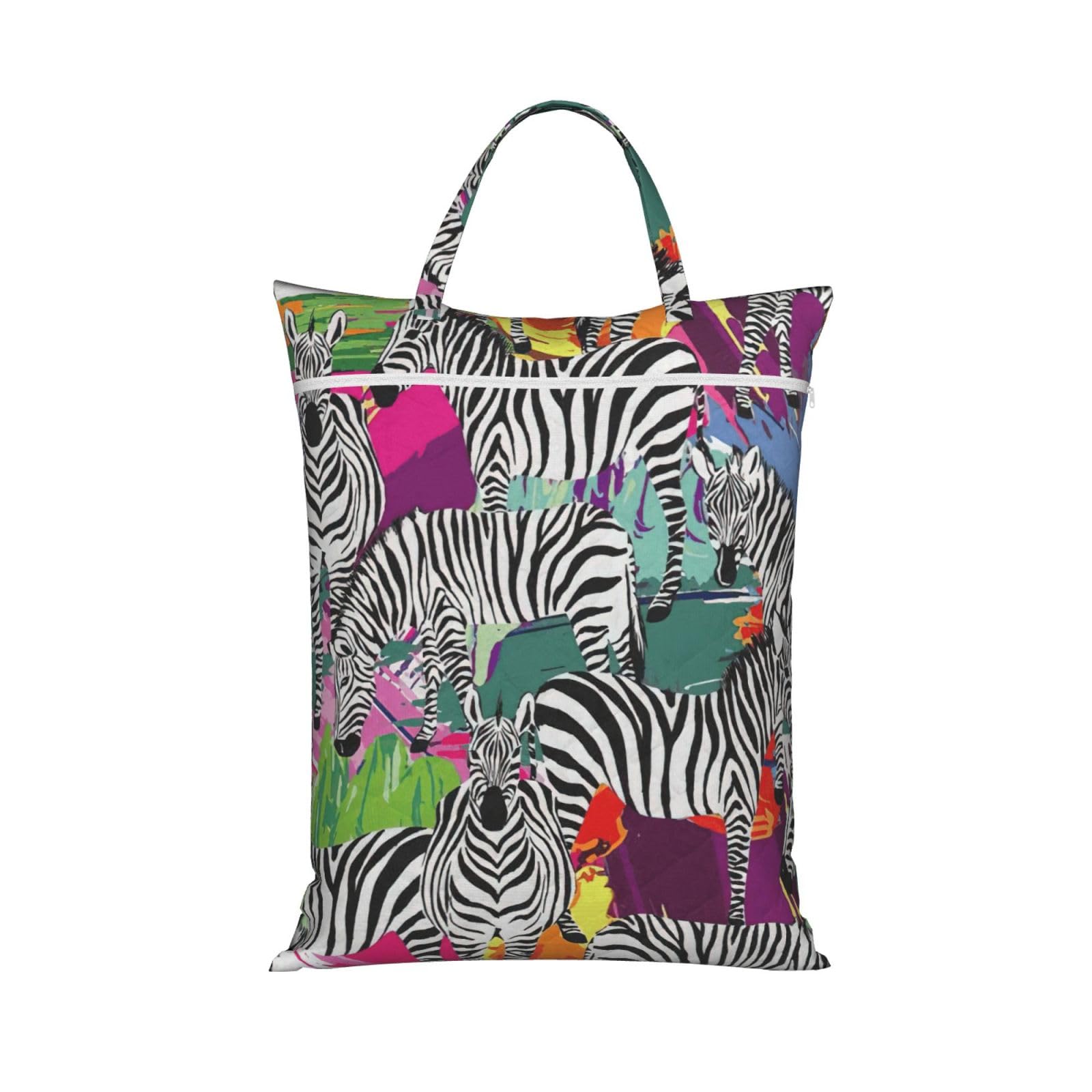 Pphgut 1 Pc Zebra Print Travel Laundry Bag Portable Dirt Clothes Bags Daily Hiking Camping Vacation