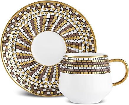 KARACA Belgin Bone China Turkish Coffee & Espresso Cups Set for 6 90ml