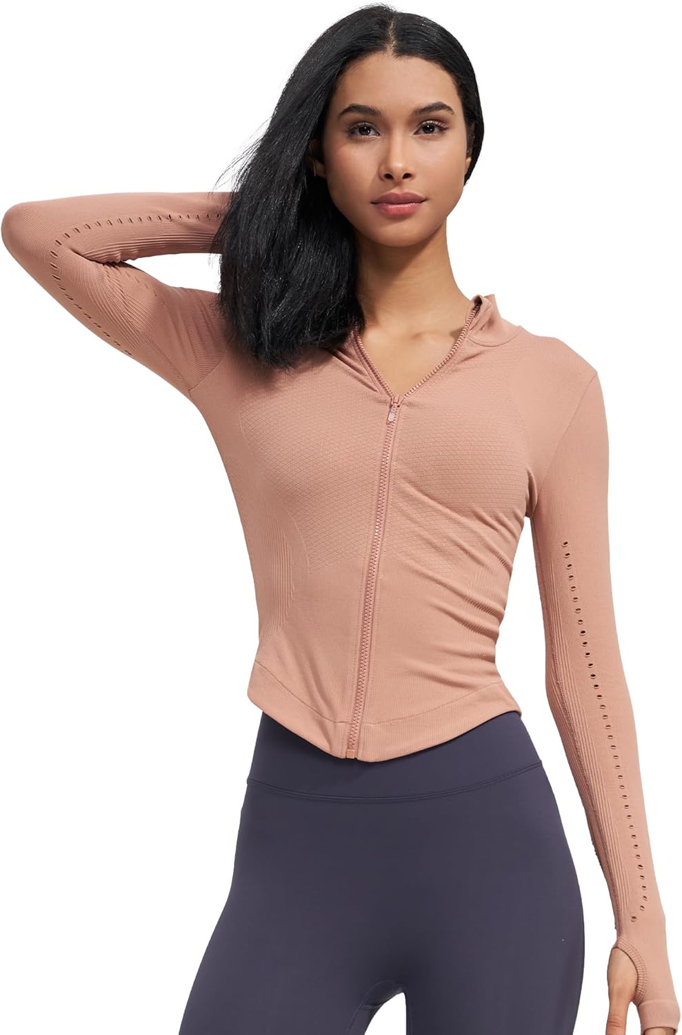 sphinx cat Womens Athletic Long Sleeve Full Zip Running Track Jacket Workout Yoga Sportwear with Thumb Holes Slim Fit - Image 8