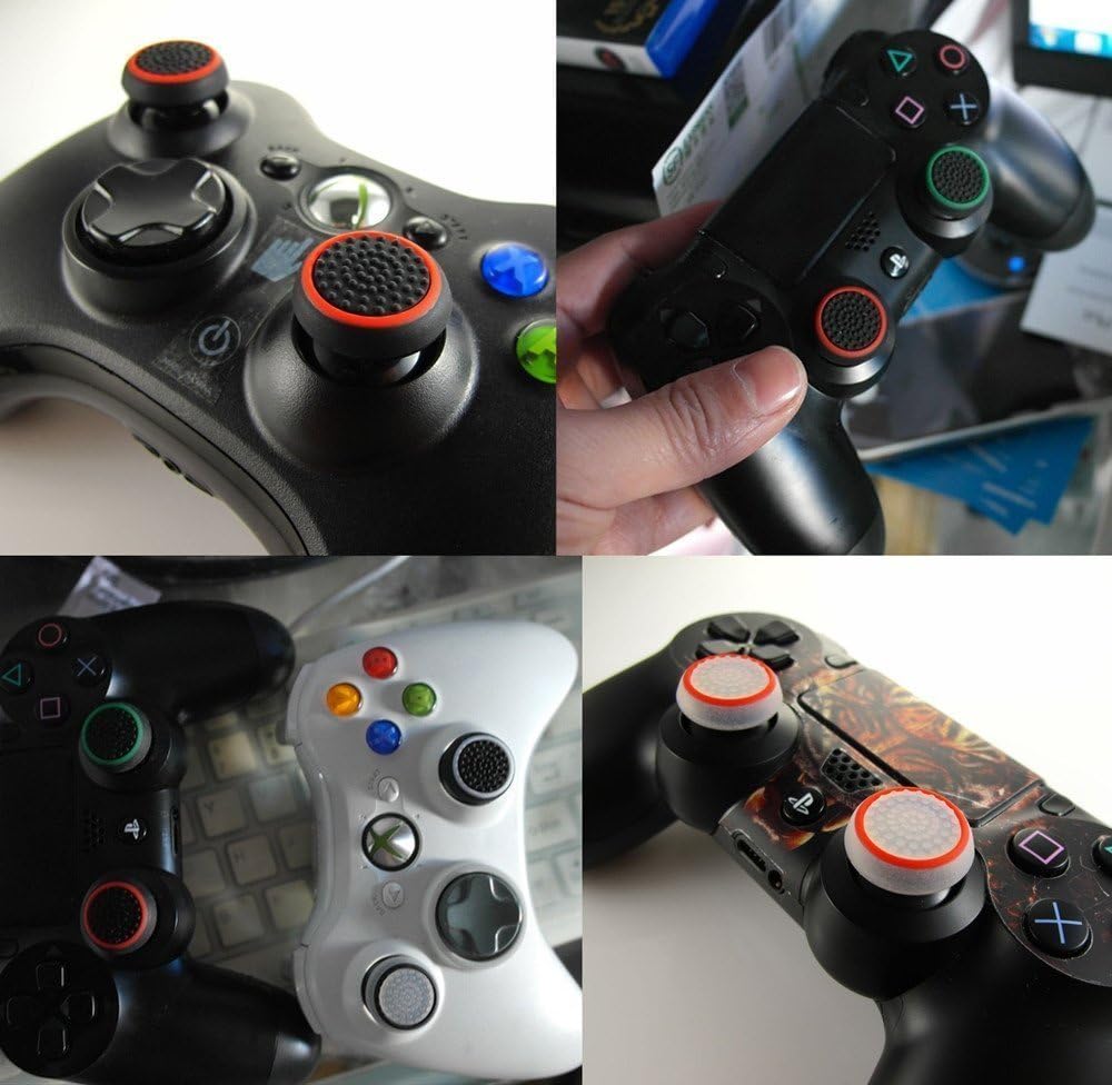 Silicone Thumb Stick Grip Cap Joystick Thumbsticks Caps Cover for PS4 Xbox One PS3 Xbox 360 PS2 Game Controllers (Black w/Green)