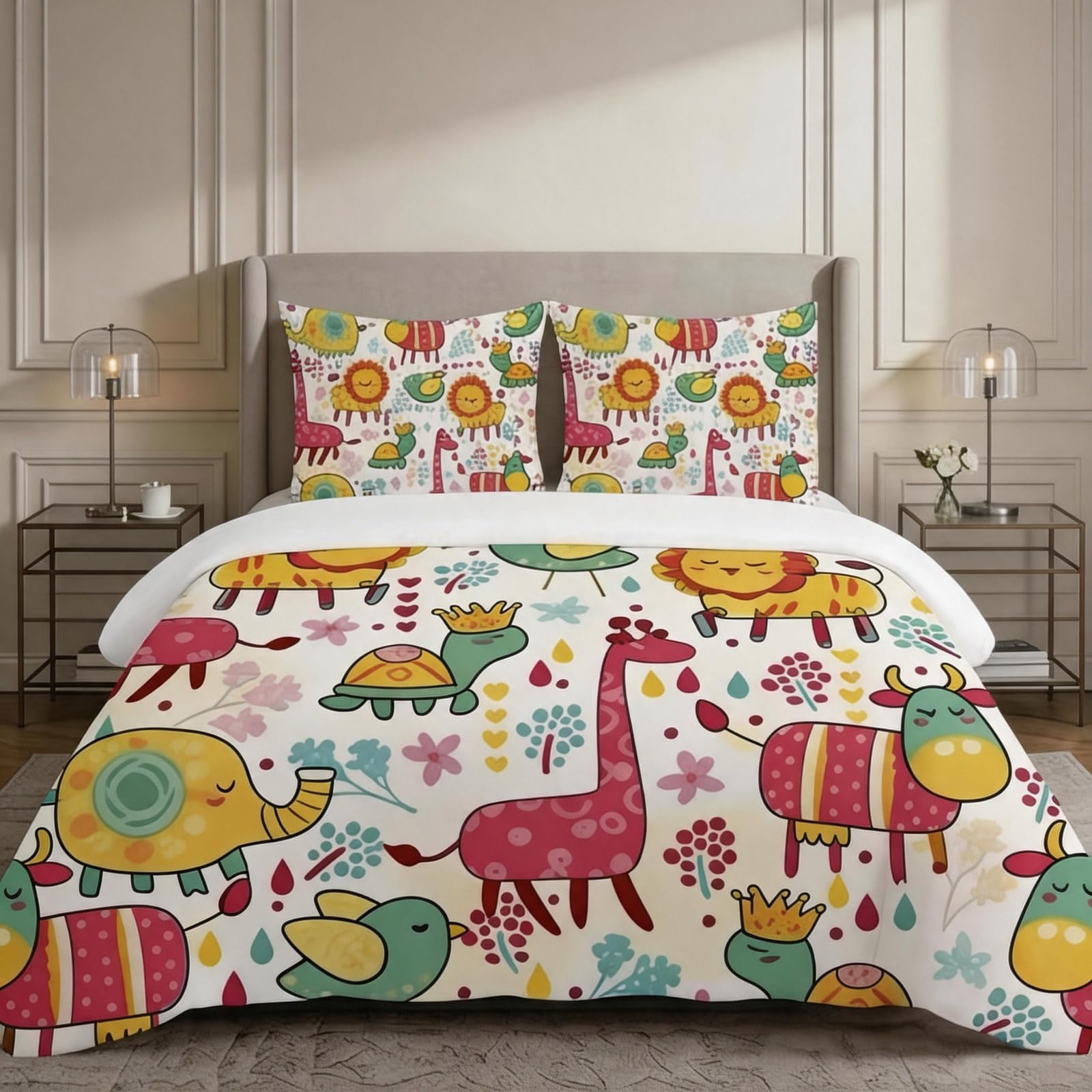 Housse de couette 240x260 anti-plis parure de lit microfibre facile à laver