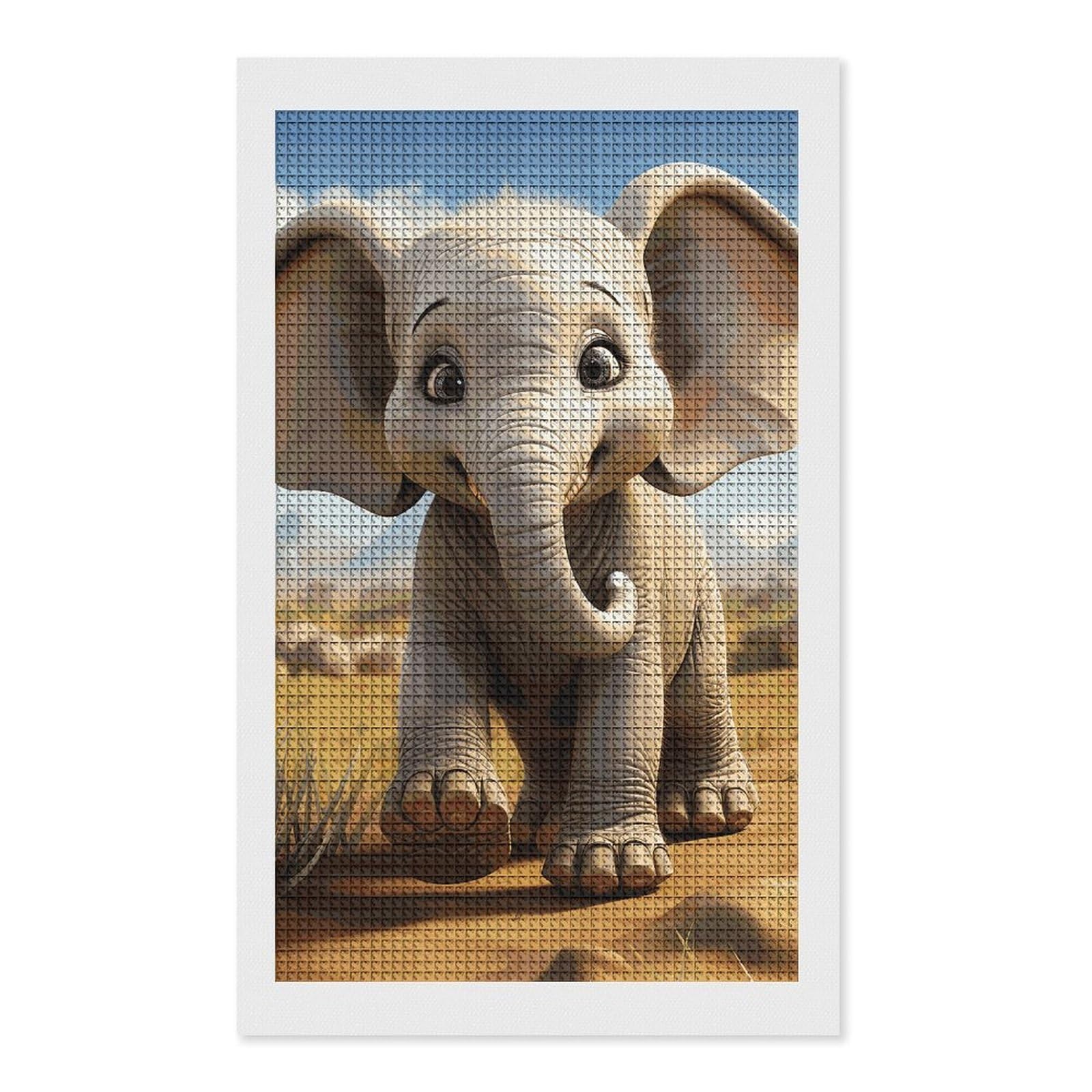 Cartoon Elephant Diamond Art Kits for Adults, DIY 5D Diamonds Painting Kits for Beginner, Round Full Drill Diamond Dots Painting, 12"x20" Diamonds Pictures Gem Art and Crafts Wall Decor