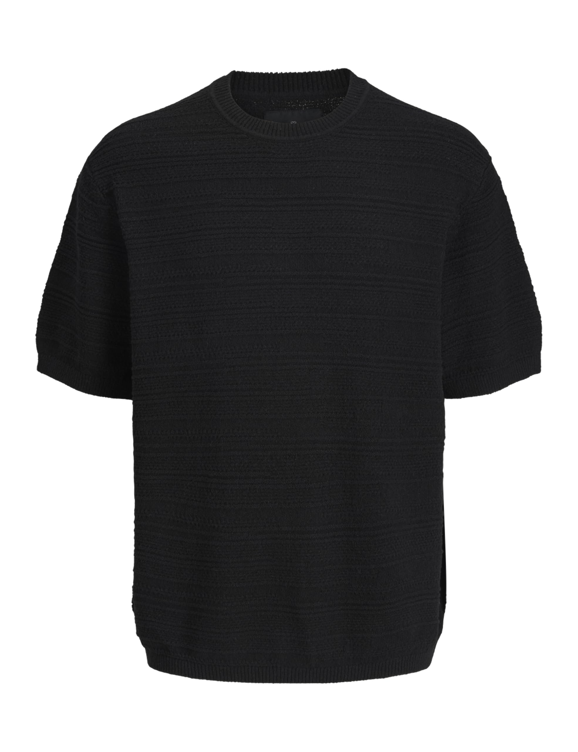 Knit Structure Crew Neck SS haut noir idéal pour les sorties décontractées - 2