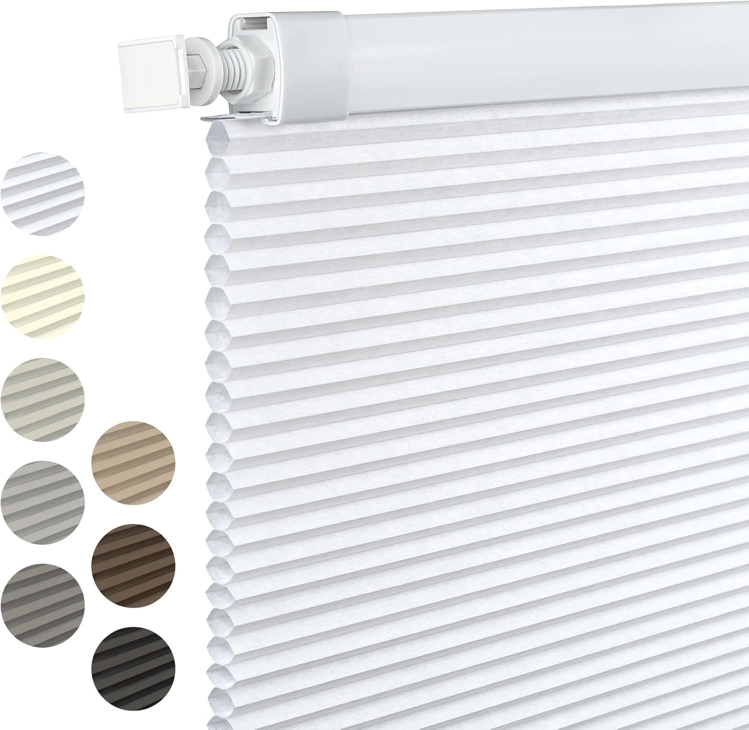 Custom Cordless Light Filtering Cellular Shades, No Drill No Tools Honeycomb Blinds for Home, Bottom Up Thermal Insulation Blinds for Indoor Windows, Easy to Install, Noise Reduction (White) White Custom Size