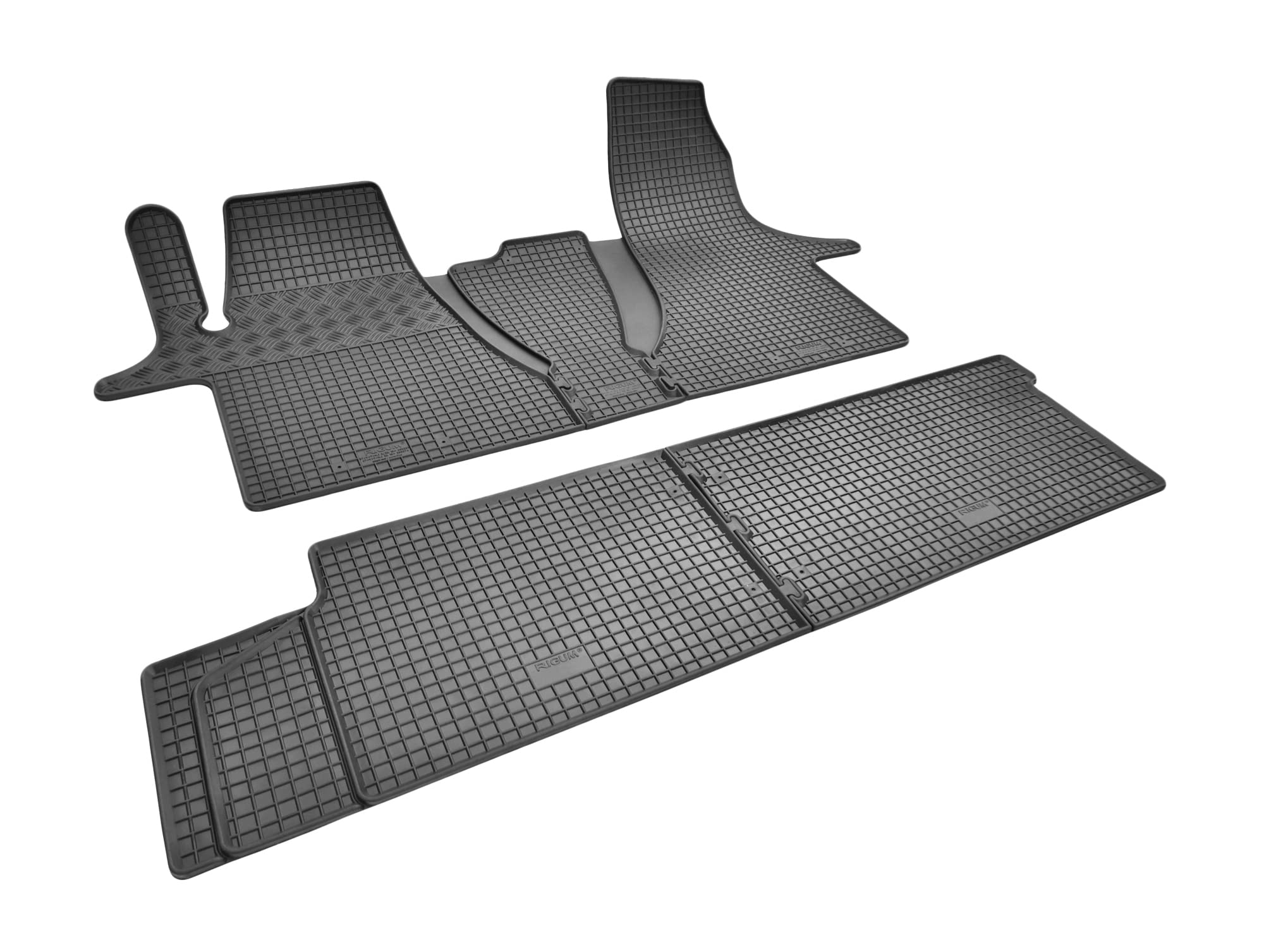 Passgenaue Gummifußmatten fahrzeugspezifisch ideal angepasst geeignet für VW T6.1 Caravelle-Transporter ab 2019-6 Sitze