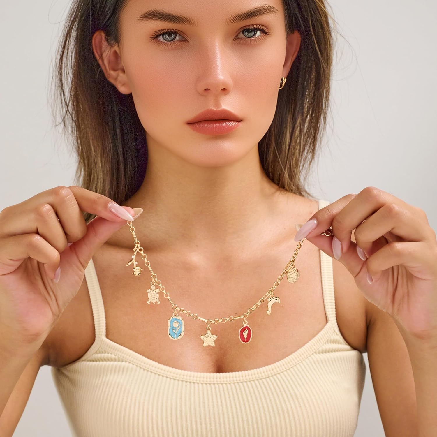 Gold Charm Bracelet for Women 14K Gold Boho Adjustable Shell Pendant Bracelet Summer Beach Ocean Statement Bracelets - Image 3