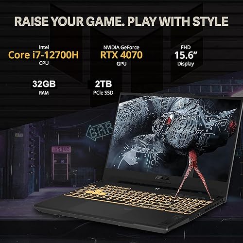 Miniatura 3 de ASUS TUF 15 Laptop para juegos  Pantalla FHD de 15.6 pulgadas de 144 Hz, procesador Intel Core i7-12700H (14 núcleos), NVIDIA GeForce RTX 4070, 32