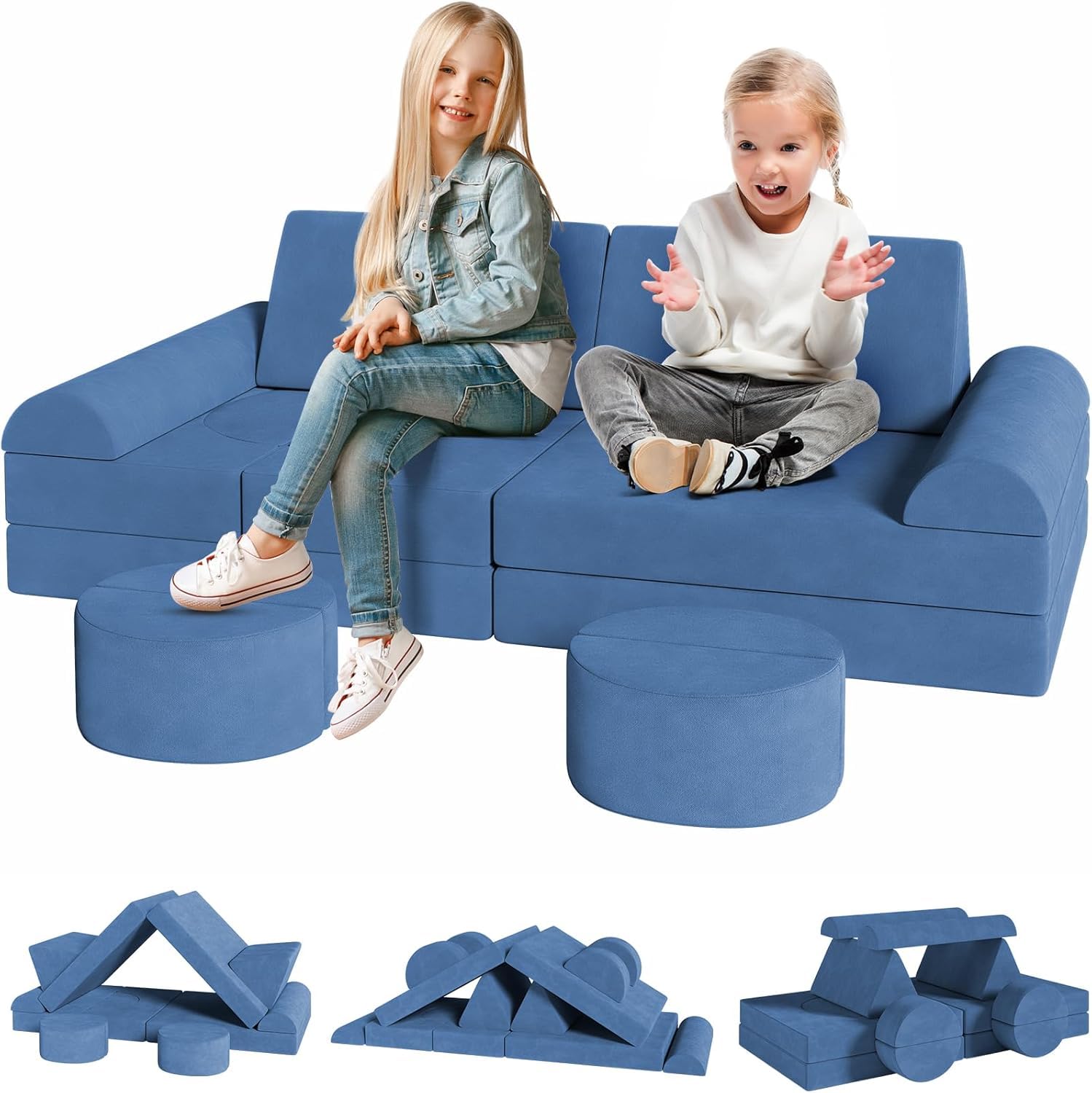 Canapé Modulaire 7 Pièces Pour Enfants, Canapé Modulable Librement Amovible Pour Jouer, Créativité, Sommeil, Ensemble De Canapé De Jeu Pliable Polyvalent Pour Salle De Jeux, Meubles De Chambre à