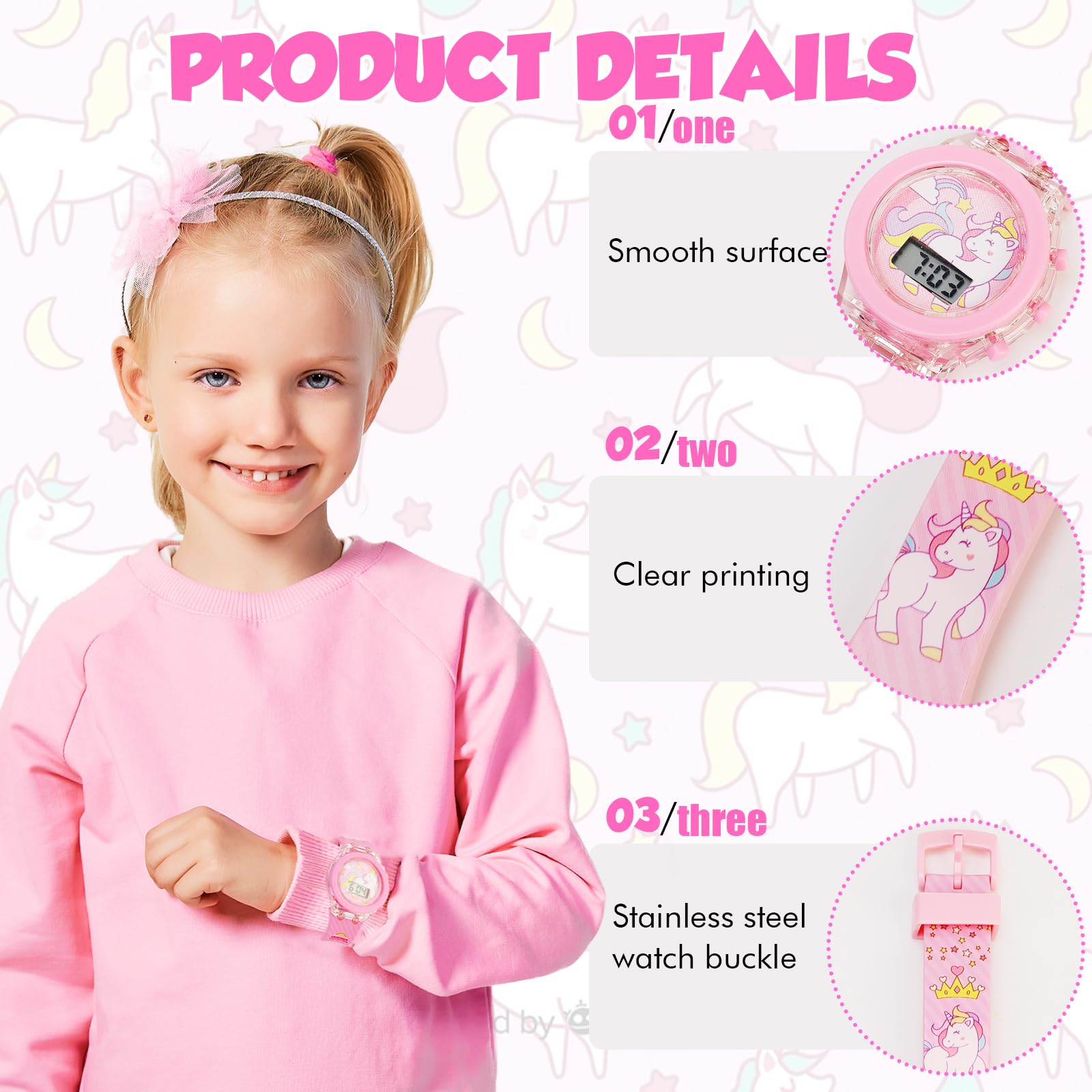 Reloj Digital para Niños Niña, Reloj de Pulsera Niña Multifunción, Relojes Niñas Niños Digital para Niños de 3 a 12 años