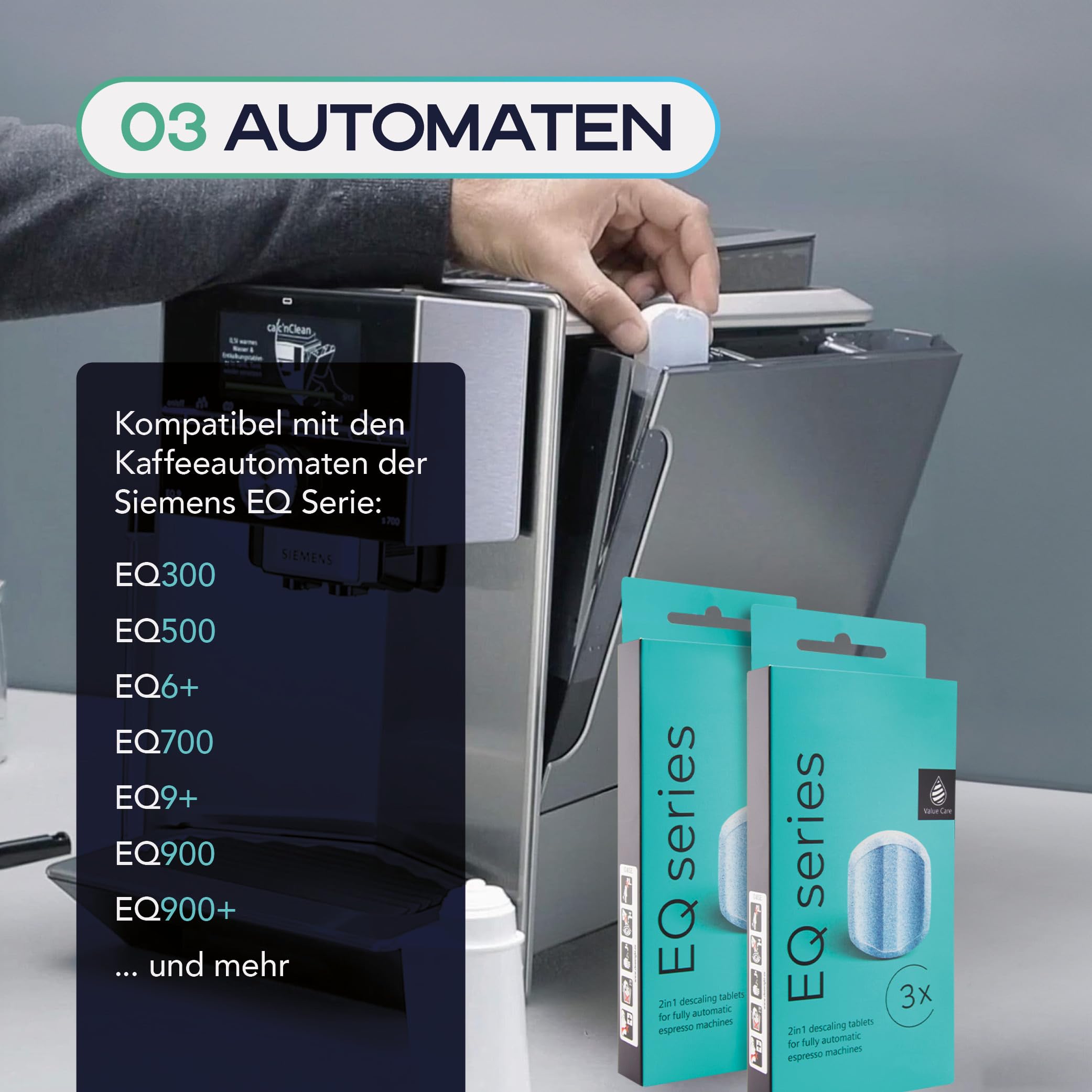 TZ80002 Entkalkungstabletten 4x3 Stück, kompatibel mit Siemens - für alle EQ & supresso Kaffeevollautomaten - Reinigung, Entkalkung von Kaffeemaschinen - Korrosionsschutz