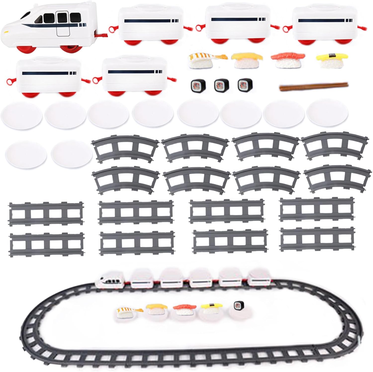 Sushi Train Rotating Food Train for Table Household Dinner with Rail Conveyor Belt, Serving Tray Battery Powered Table.
