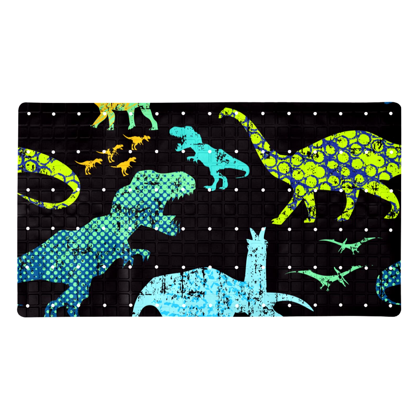 Tapis de bain antidérapant dinosaure antibactérien et sans BPA noir