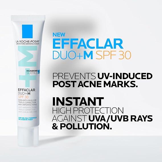 La Roche-Posay Effaclar Duo+M SPF30 Anti-Blemish Moisturiser, Dual Action Mattifying Face Cream for Oily and Blemish-Prone Skin, Reduces Appearance of Spots and Marks, 40ml